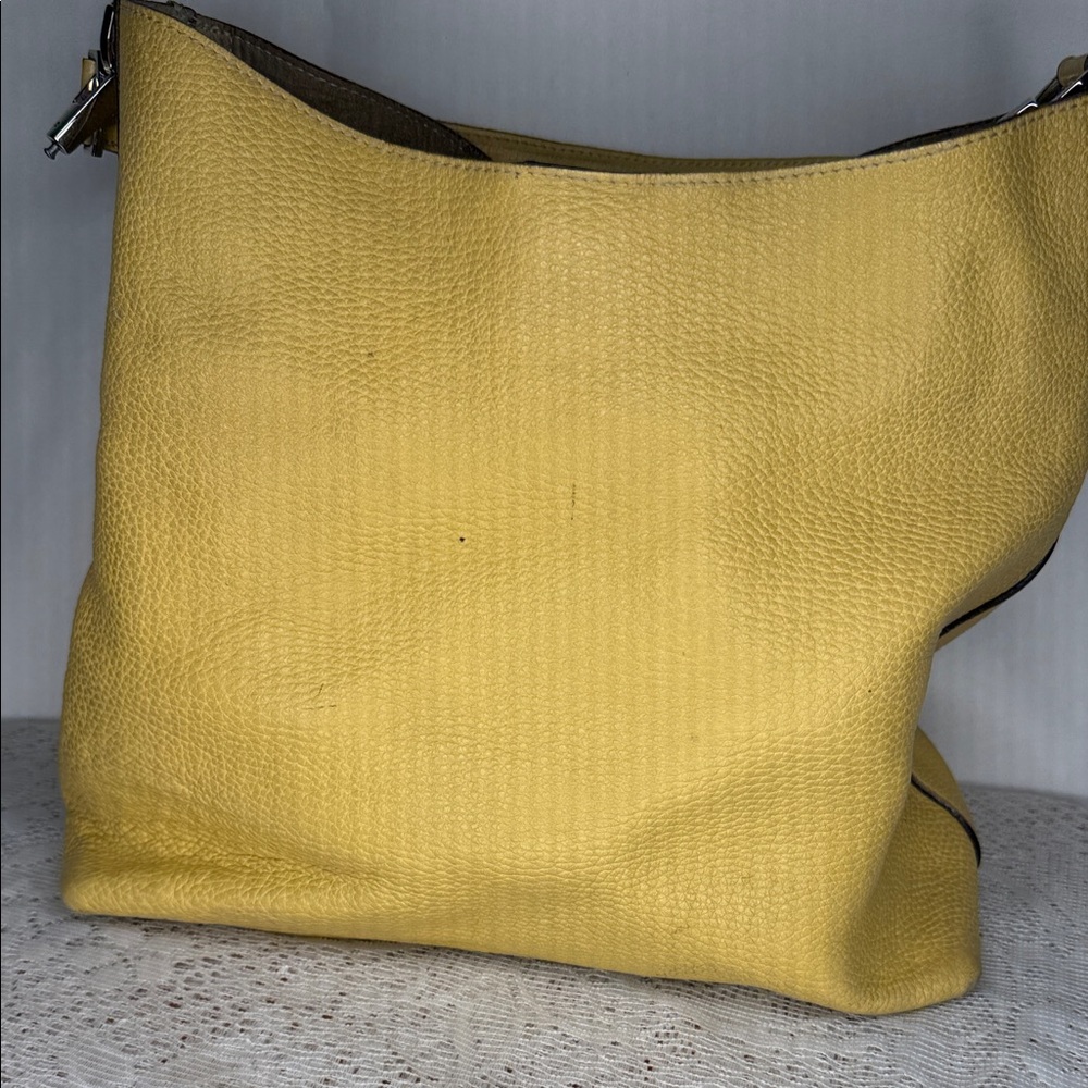 Dooney & Burke genuine leather yellow hobo soft tote handbag
